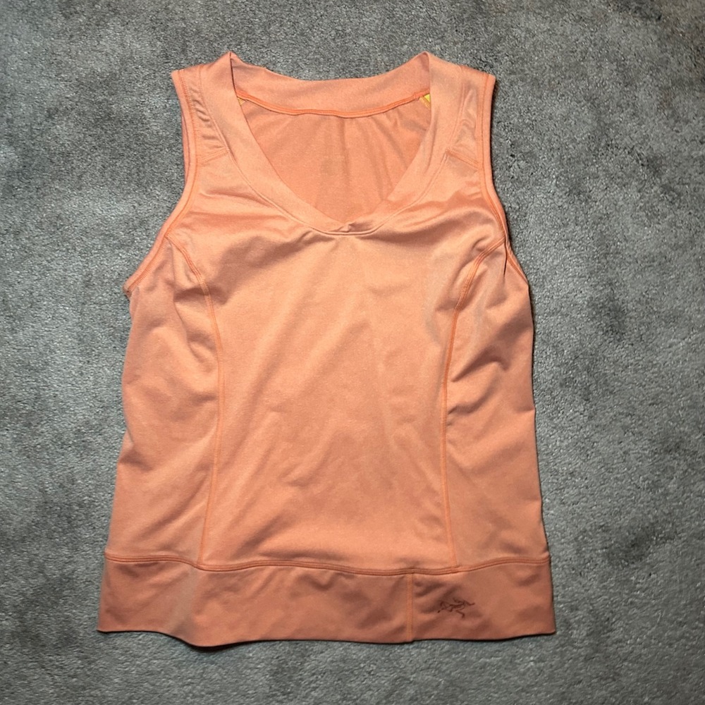 Arc'teryx Tank Top Womens Large Orange V-Neck Sleeveless Performance Athletic